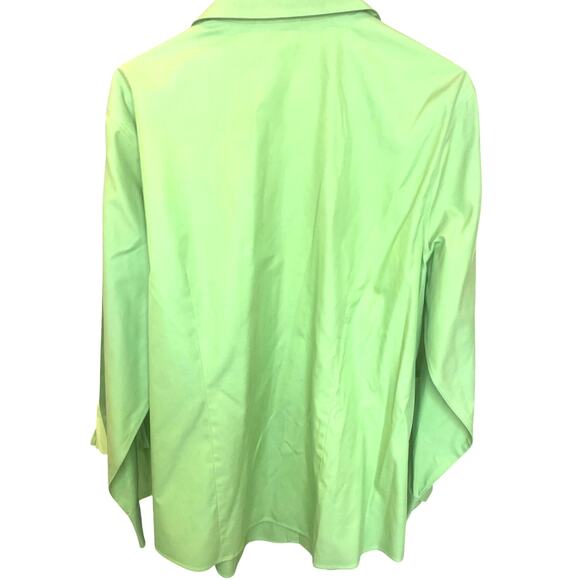 Talbots Button Up Shirt 18W Green 100% Cotton Long  Sleeves Collar Office Summer - Picture 3 of 5